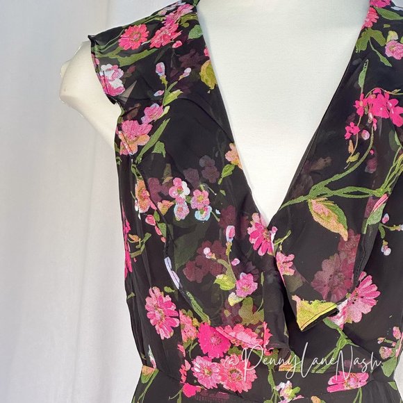 NWT Lulu's Blooming Love Floral Print Ruffled Jumpsuit Black - Picture 5 of 15